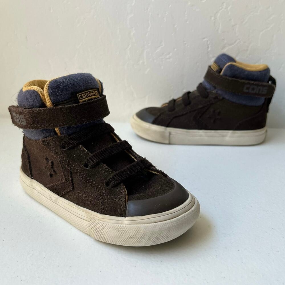 Converse Kids Pro Blaze High Top Leather Sneakers Brown Blue Infant Size 7